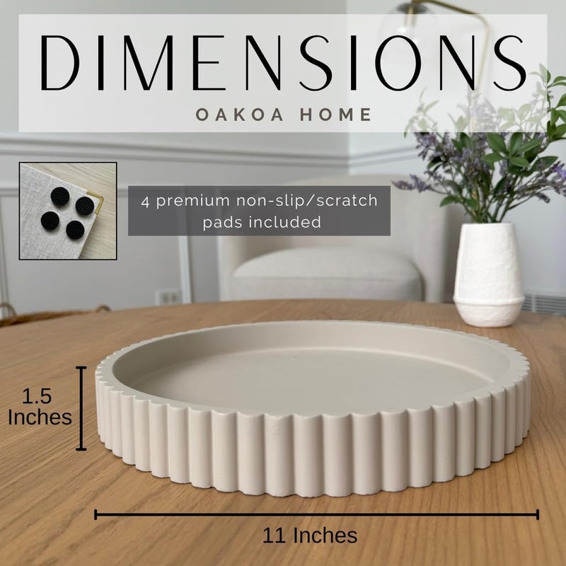 OAOKA Round Decorative Tray for Coffee Table Decor - Concrete Round Tray Home Decor - Bandejas Decorativas - Circle Coffee Table Centerpiece - Image 5
